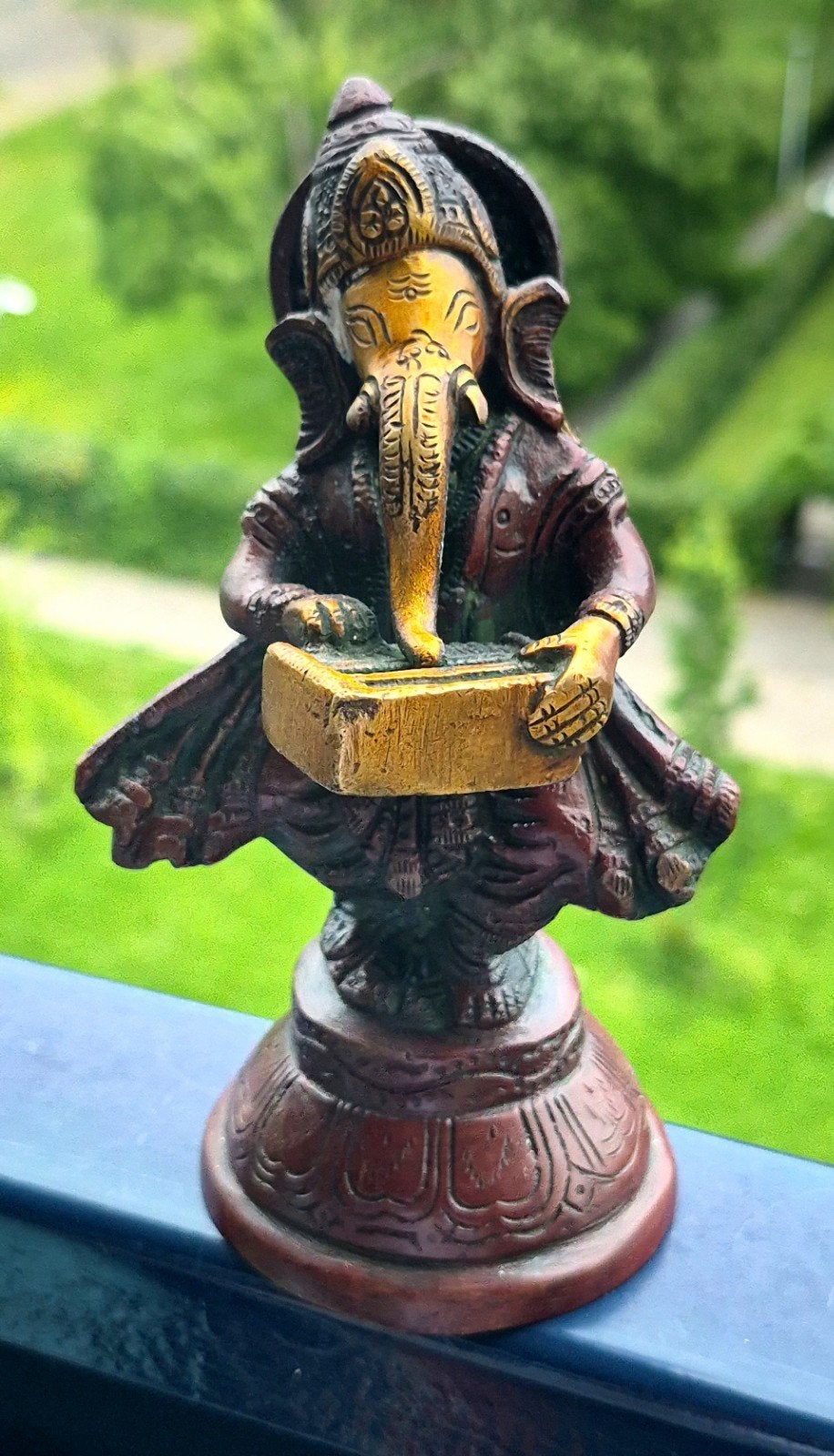 Ganesha met harmonium bronzen beeld, Ophalen of Verzenden, Nieuw