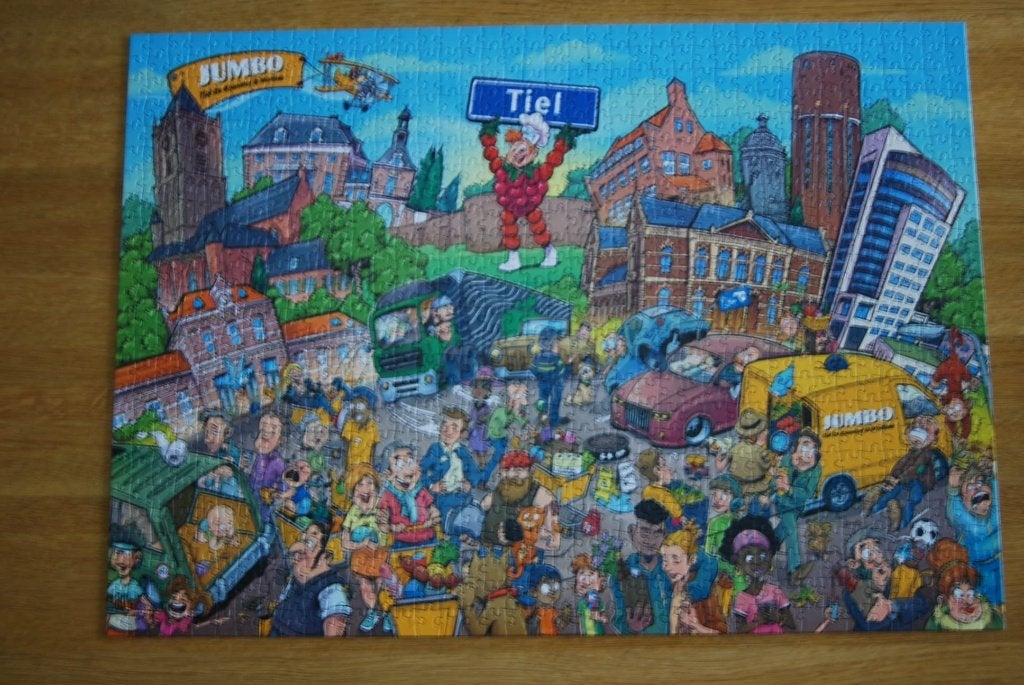 Puzzel Cartoon Tiel., Ophalen of Verzenden, 500 t/m 1500 stukjes, Zo goed als nieuw, Legpuzzel