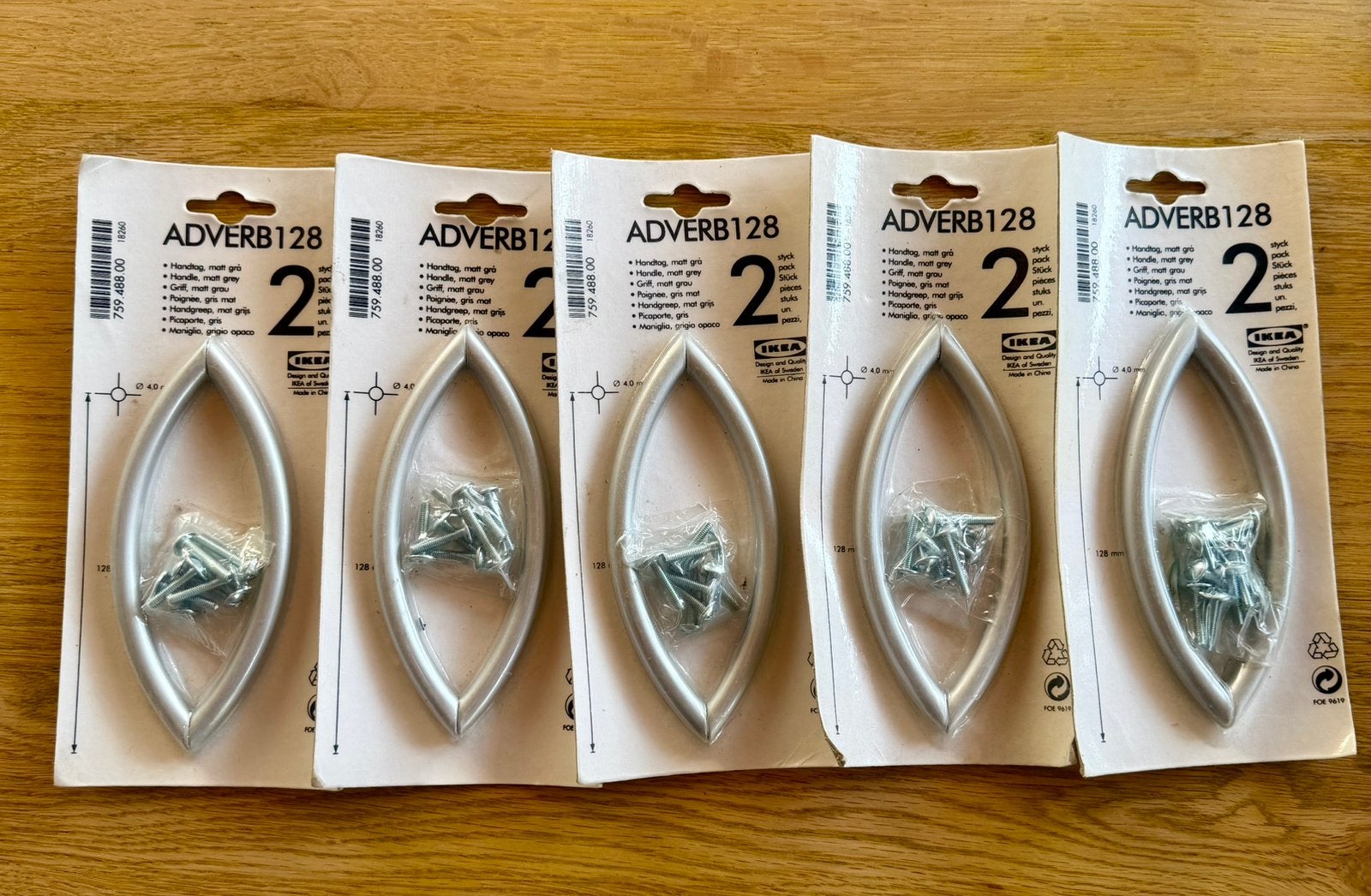 5x IKEA ADVERB 128 Handgreep Mat Grijs (10 stuks nieuw), Nieuw, Ophalen of Verzenden, Minder dan 25 cm, Minder dan 100 cm