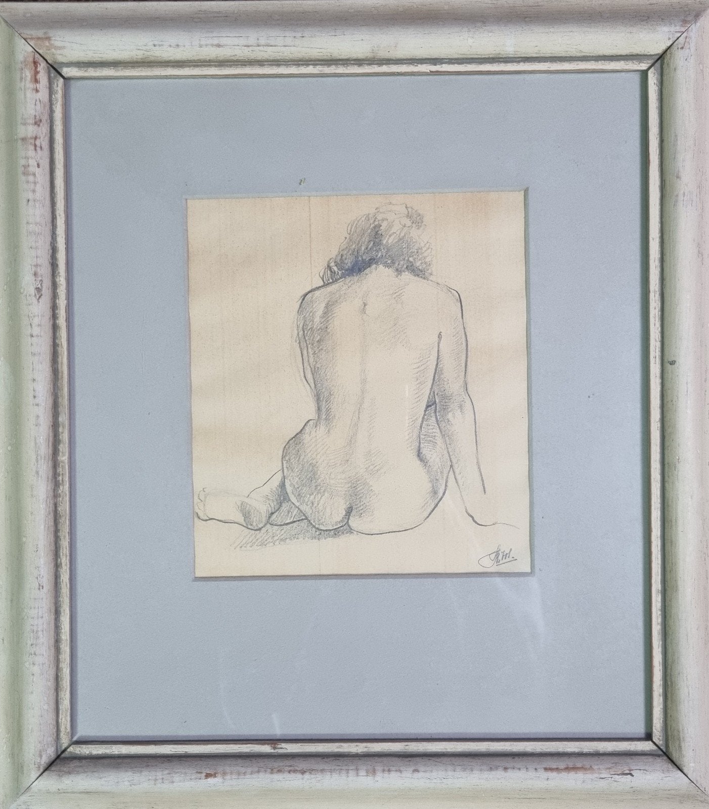 Sfeervolle Originele Naaktstudie - Gesigneerd Frans Bot., Antiek en Kunst, Kunst | Tekeningen en Foto's, Ophalen, Tekening, Houtskooltekening