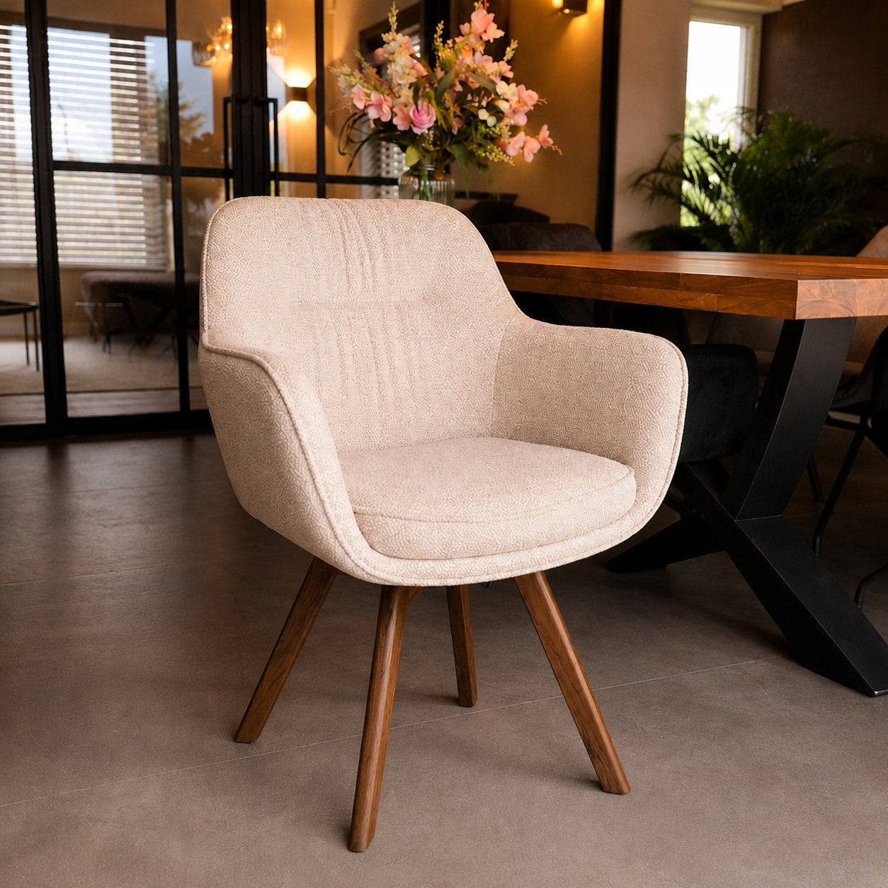 Teddy eetkamerstoel draaibaar beige | Nieuw | Vanaf €90,-, Wit, Onbekend, Nieuw, Ophalen of Verzenden