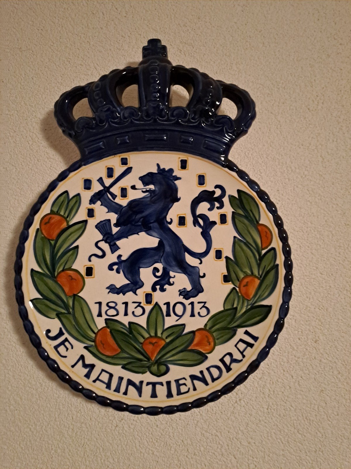 Wandbord "Je Maintiendai" 1813-1913 - Kopenhagen Denemarken, Antiek en Kunst, Ophalen of Verzenden