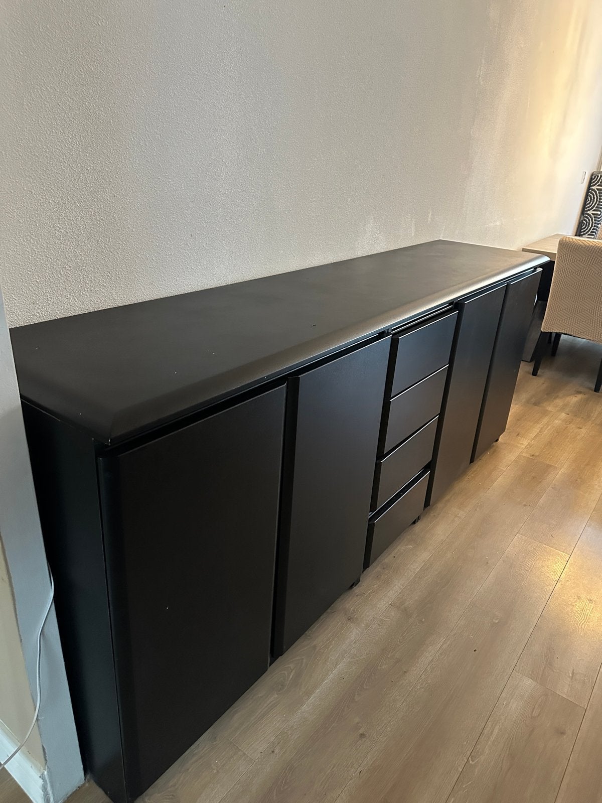Eettafel, 6 stoelen, hanglamp en kast, Ophalen of Verzenden, Zo goed als nieuw, 4 tot 6 stoelen