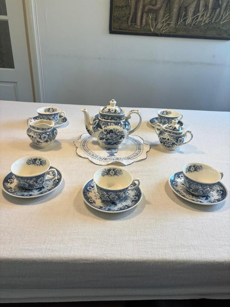 Balmoral Royal Sphinx Theeservies - Blauw en Wit Porselein, Ophalen of Verzenden