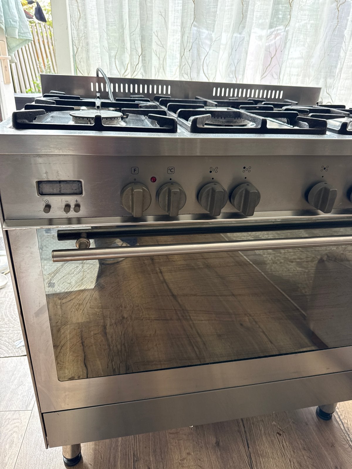 M-System MFT95IX Vrijstaand Gasfornuis met Oven 90cm, Gebruikt, Hete lucht, 60 cm of meer, Ophalen of Verzenden