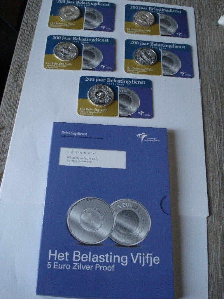 BELASTING  COINCARDS  EN PROOF  6 X, Setje, Koningin Beatrix, Zilver, Euro's