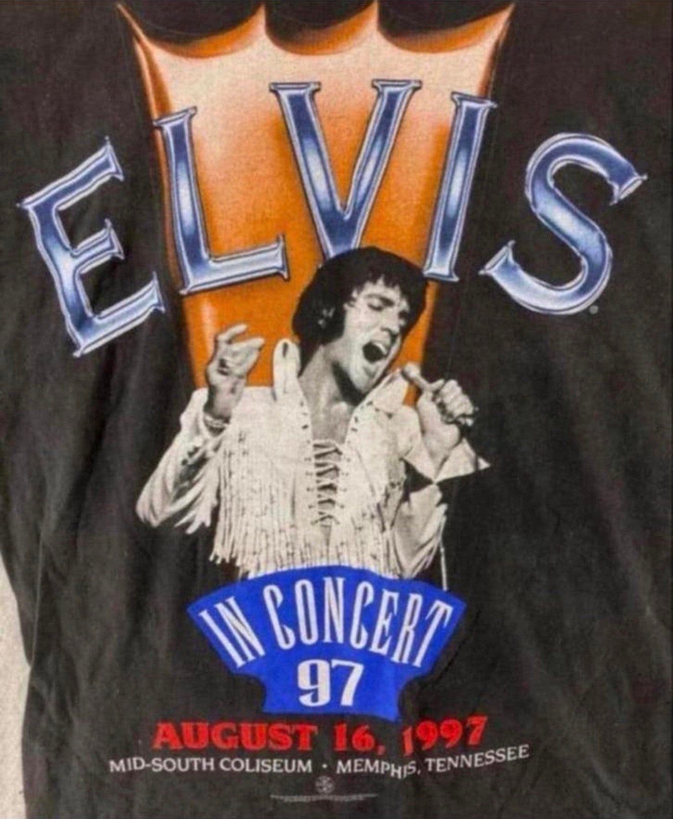 Elvis Presley T-Shirt XL Memphis TN in Concert 1997 90s vtg, P, P, P, Ophalen of Verzenden