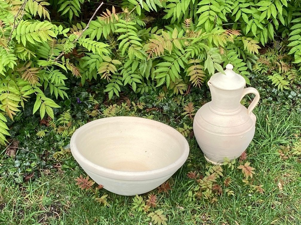 GROTE TERRACOTTA POT MET DEKSEL EN OOR 31,5 CM NIEUW, Steen, Minder dan 30 cm, -, Rond