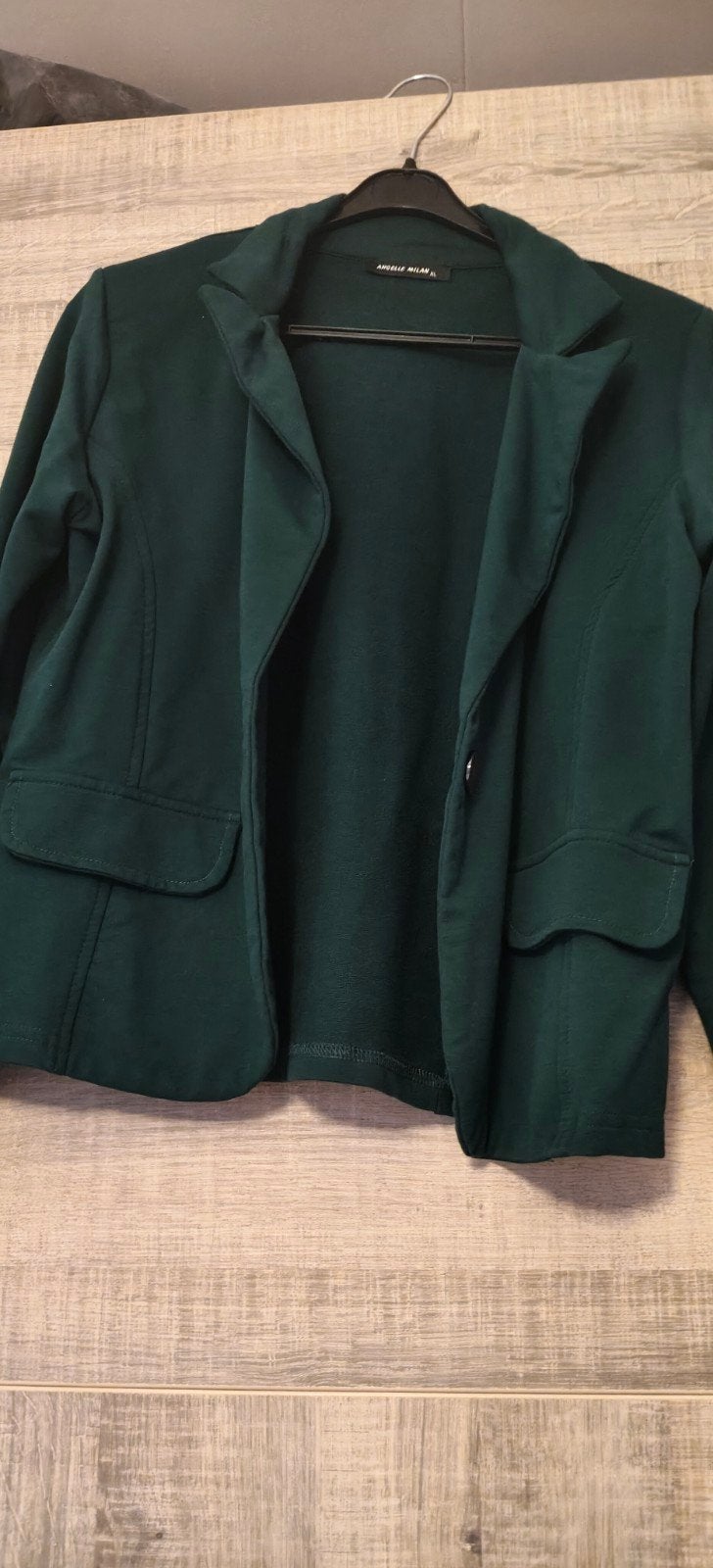 Angelle Milan travelstof jasje / blazer groen  Maat XL NIEUW, Ophalen of Verzenden, Nieuw, Maat 42/44 (L), Groen