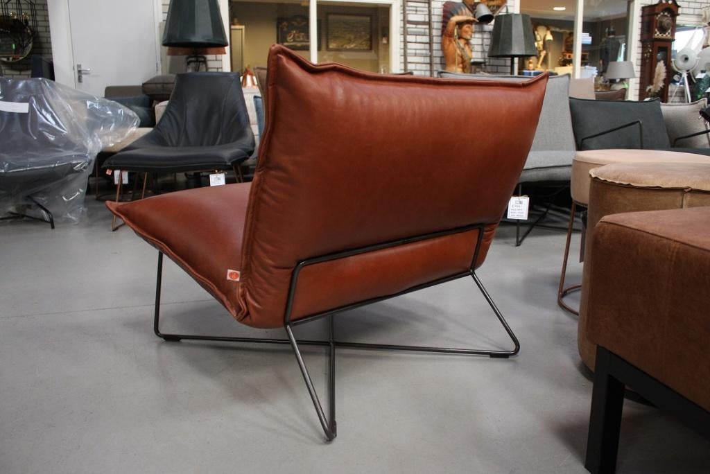 Luxe fauteuil EARL Jess Design bruin cognac Luxor Tan, Huis en Inrichting, Fauteuils, Ophalen, 75 tot 100 cm, Zo goed als nieuw