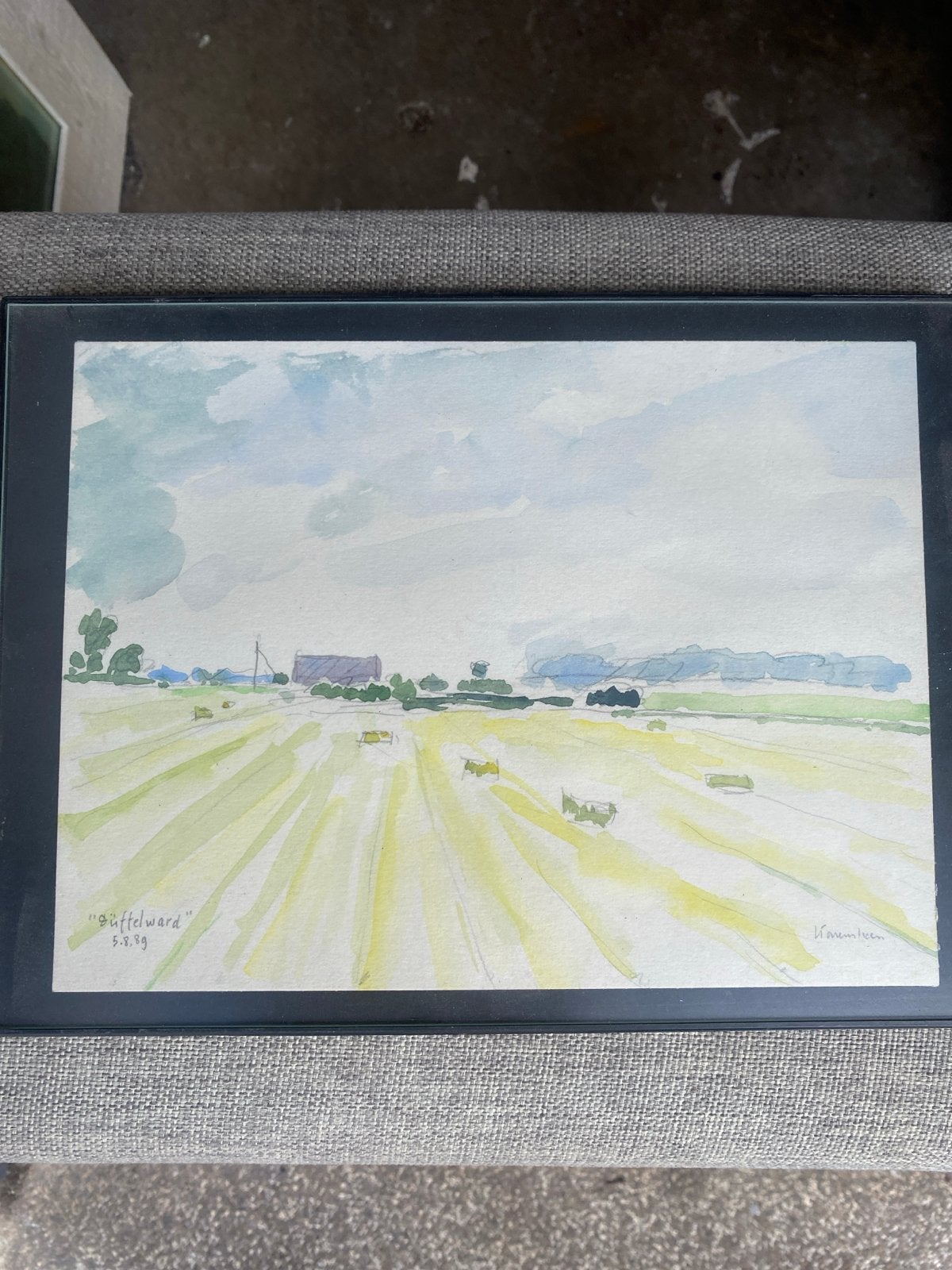 Aquarel "Büffelward" van H. van Heesen, 1989, Ophalen of Verzenden