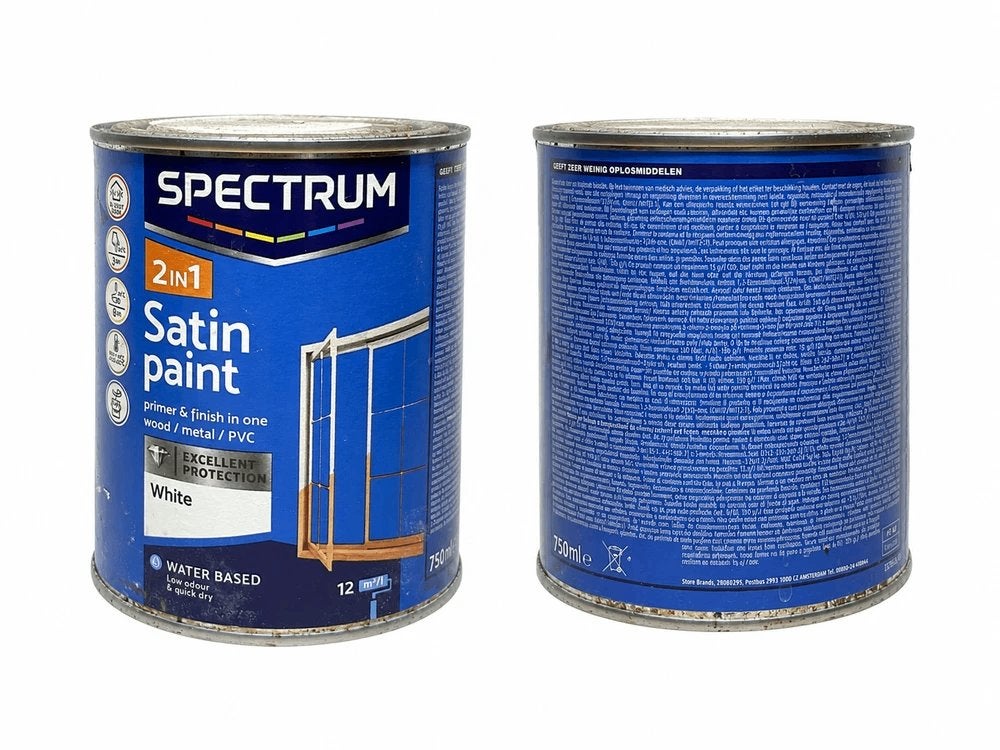 Spectrum 2-in-1 satin verf RAL 7043 750ml, Ophalen of Verzenden, Nieuw, Wit