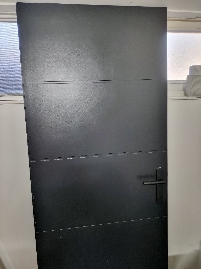 Opdekdeur zwart, Ophalen, Minder dan 80 cm, Binnendeur, Zo goed als nieuw