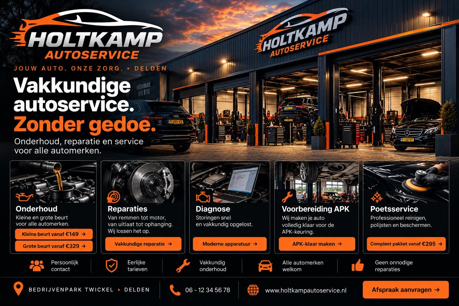 Holtkamp Autoservice / Onderhoud & Reparatie /Snelle Service, Mobiele service, Bandenservice
