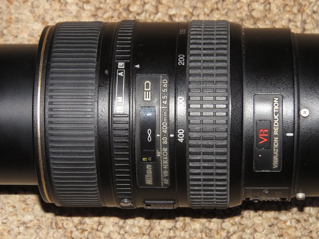 Nikkor AF-D 80-400MM/4.5-5.6 VR77 77mm, Ophalen, 400 mm, Gebruikt, Nikon