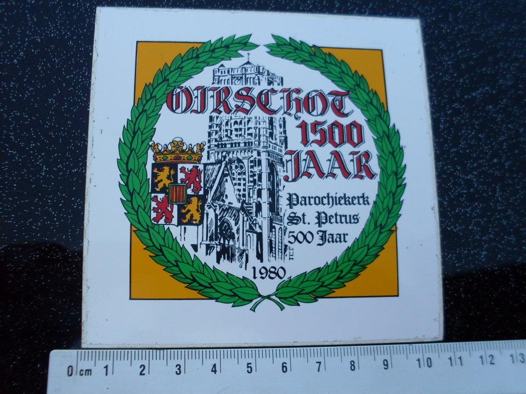 sticker gemeente oirschot 1500 jaar st. petrus 500 jaar 1980, Verzenden, Zo goed als nieuw, Overige typen