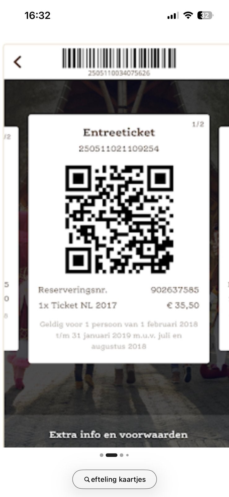 Efteling tickets 38 p.s., Eén persoon
