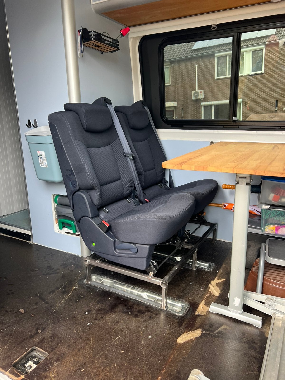 2 persoons bankje 3p gordels isofix donkerblauw stof camper, Ophalen of Verzenden, Nieuw