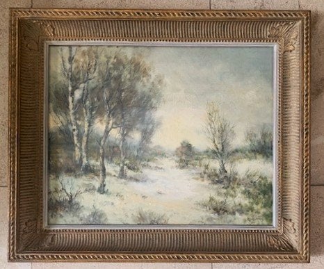 Bossages in winterlandschap - Henk van den Ende 1908-1998, Antiek en Kunst, Doek, Impressionistisch, Ophalen of Verzenden, Landschap