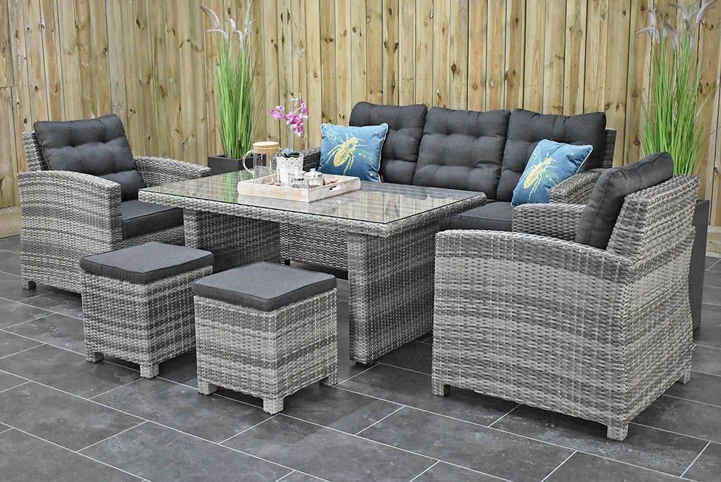 Minnesota Loungeset met 3 Zitsbank, 2 Stoelen, tafel en kruk, Bank, Nieuw, Ophalen of Verzenden, Loungeset
