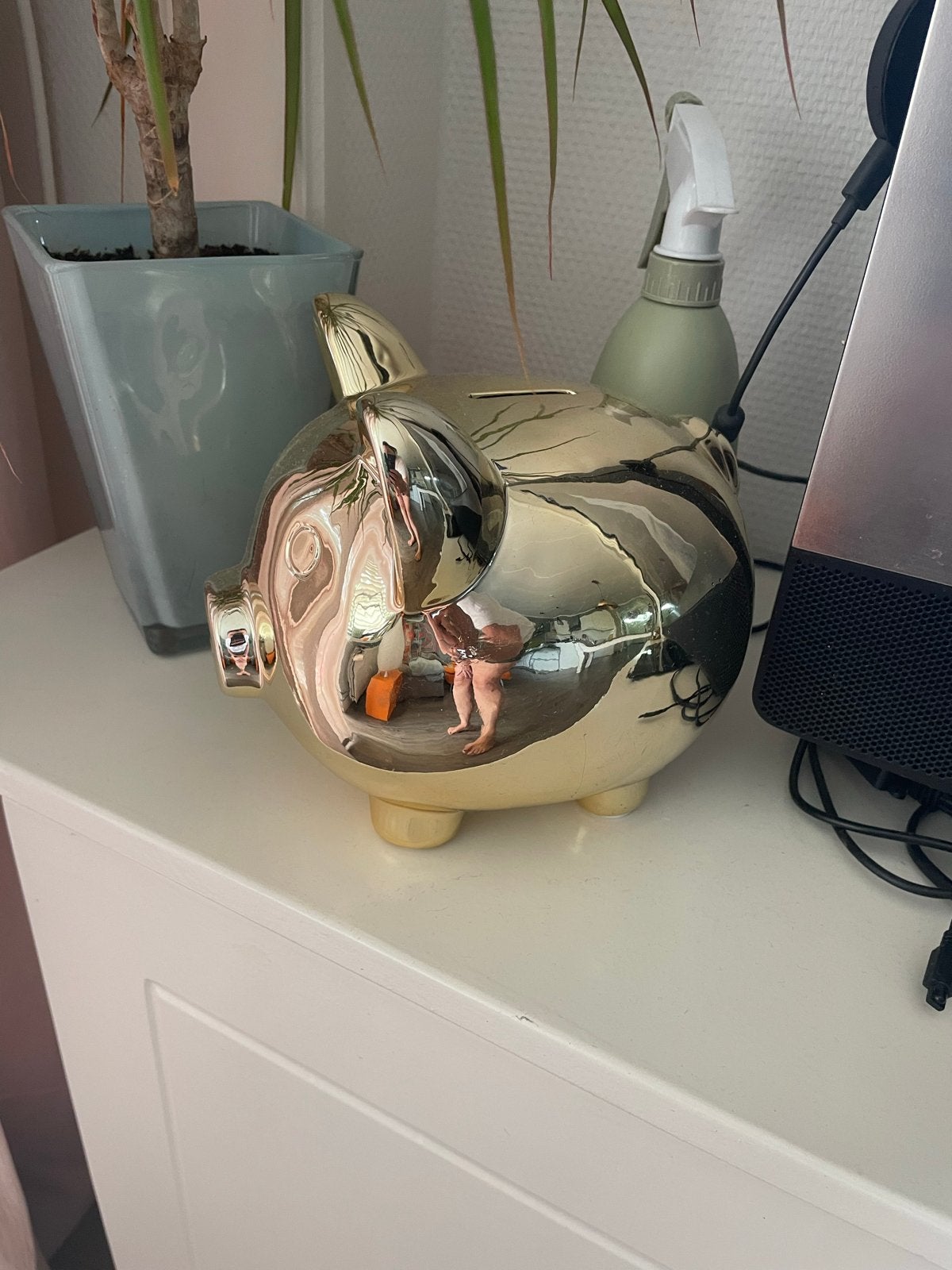 Gouden spaarvarken, Ophalen of Verzenden, Zo goed als nieuw, Overige materialen, Dier