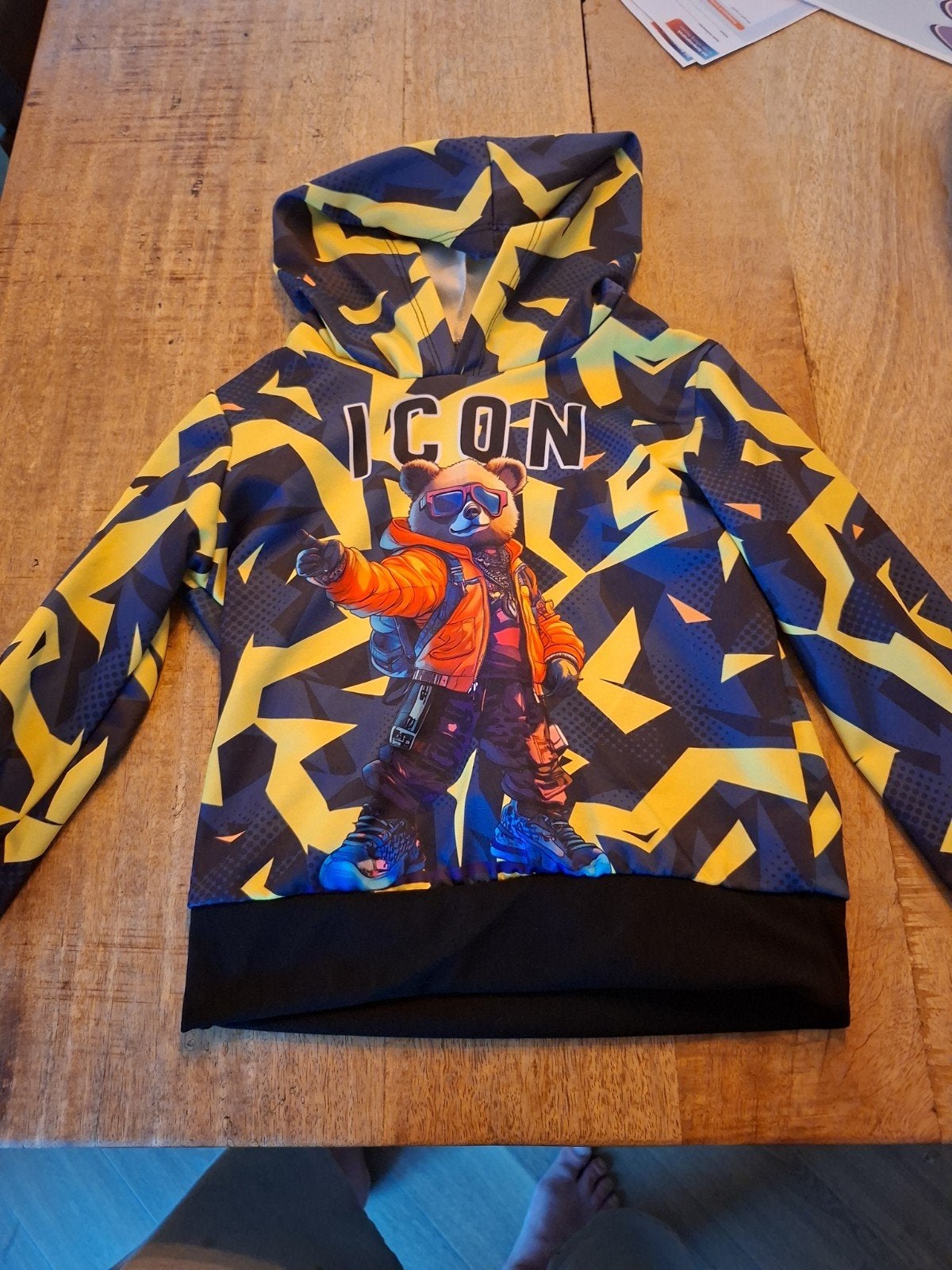 Stoere hoodie met panda print - Maat 134, Ophalen of Verzenden, Gebruikt, Jongen of Meisje, Trui of Vest