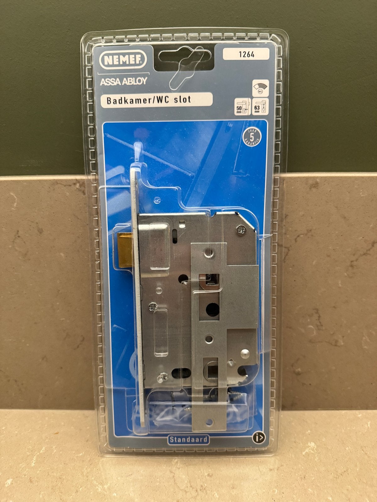 2x Nieuw Nemef Toilet-Badkamer Slot 1264/17 RVS 50mm, Ophalen of Verzenden, Nieuw, Rvs, Slot