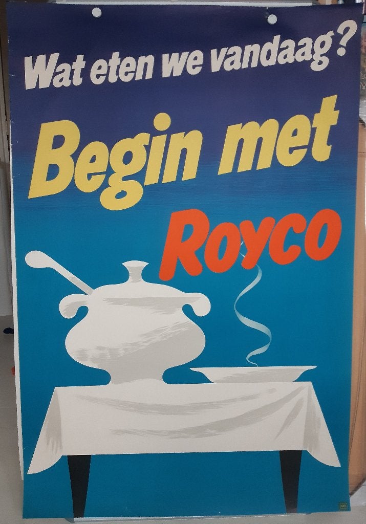 Originele Poster Wat eten we vandaag, begin met Royco, Ophalen of Verzenden, A1 t/m A3, Film en Tv, Rechthoekig Staand
