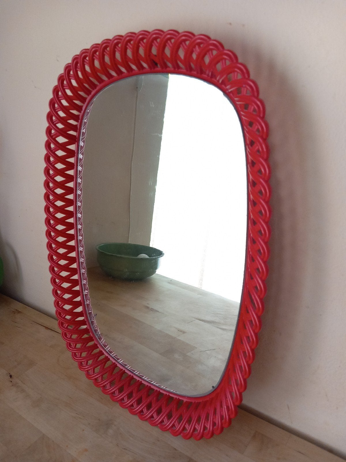 Emsa spiegel vintage rood, Minder dan 50 cm, Gebruikt, Ophalen of Verzenden, Minder dan 100 cm