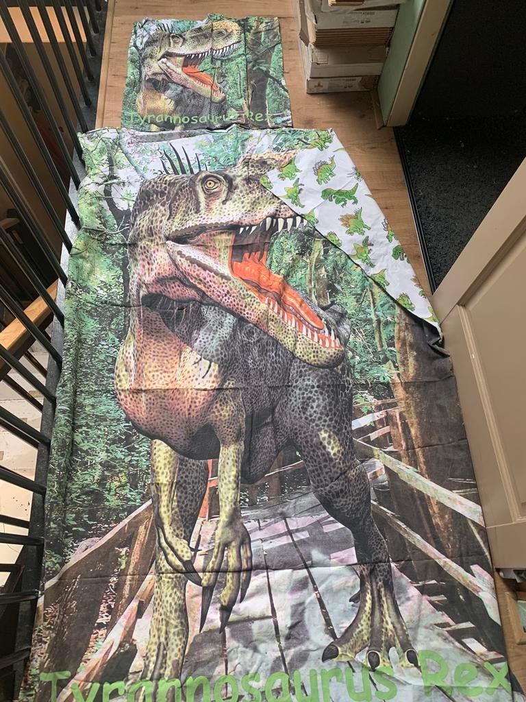 Eenpersoons dekbedovertrek T-rex dinosaurus, Gebruikt, Overige kleuren, Dekbedovertrek, Ophalen of Verzenden
