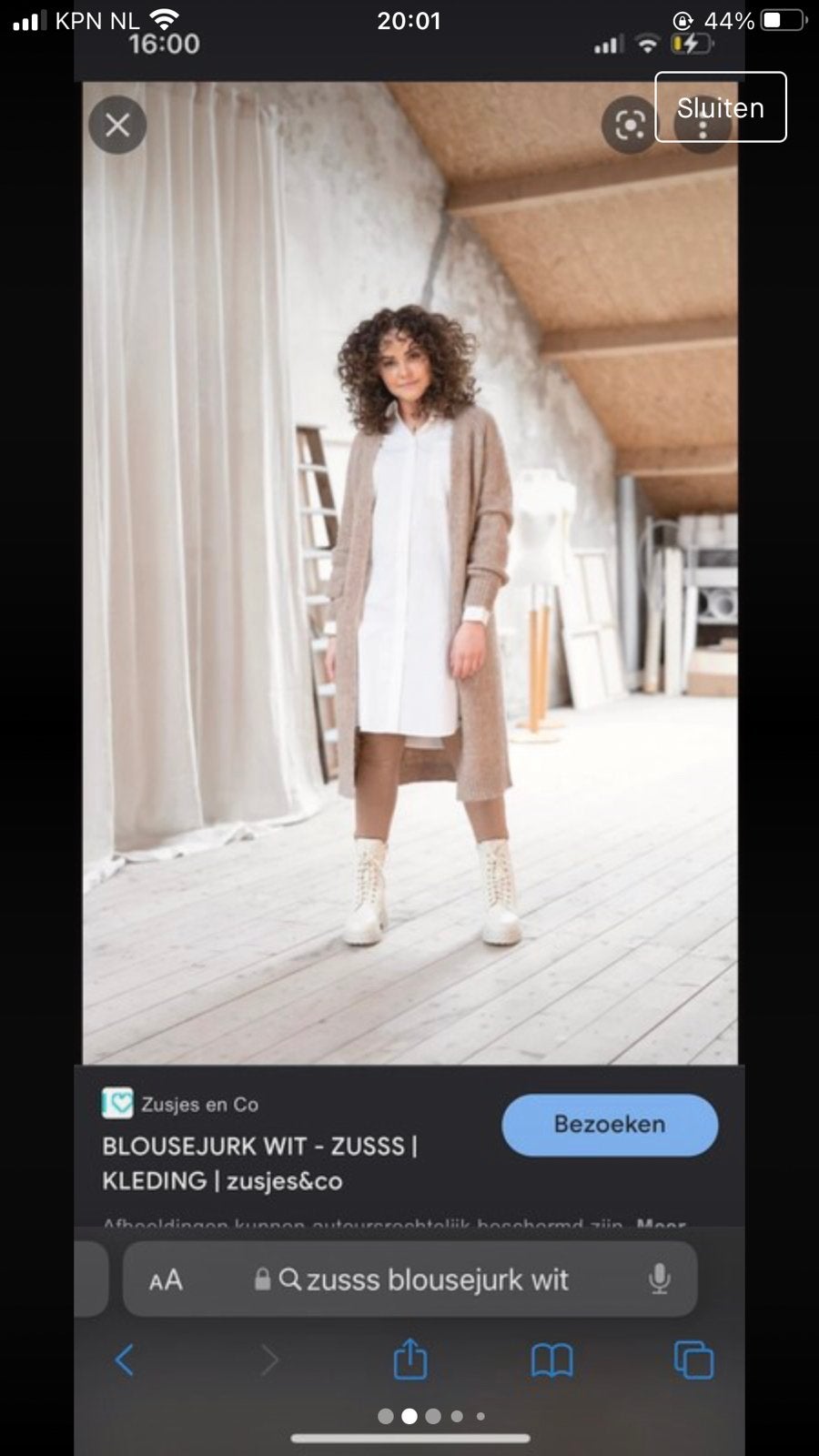 Zuss witte overhemdjurk maat 38, Kleding | Dames, Ophalen of Verzenden, Nieuw, Maat 38/40 (M), Wit
