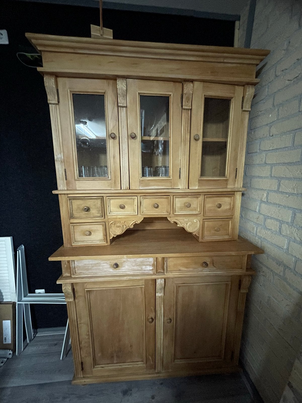 Houten buffetkast (2 delen), Ophalen, Gebruikt, 100 tot 150 cm, 200 cm of meer