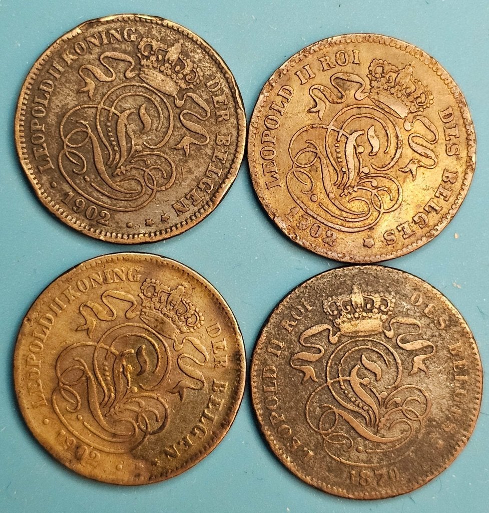 Oude Belgische Koperen Munten (1870-1919), Ophalen of Verzenden, Overig, Setje