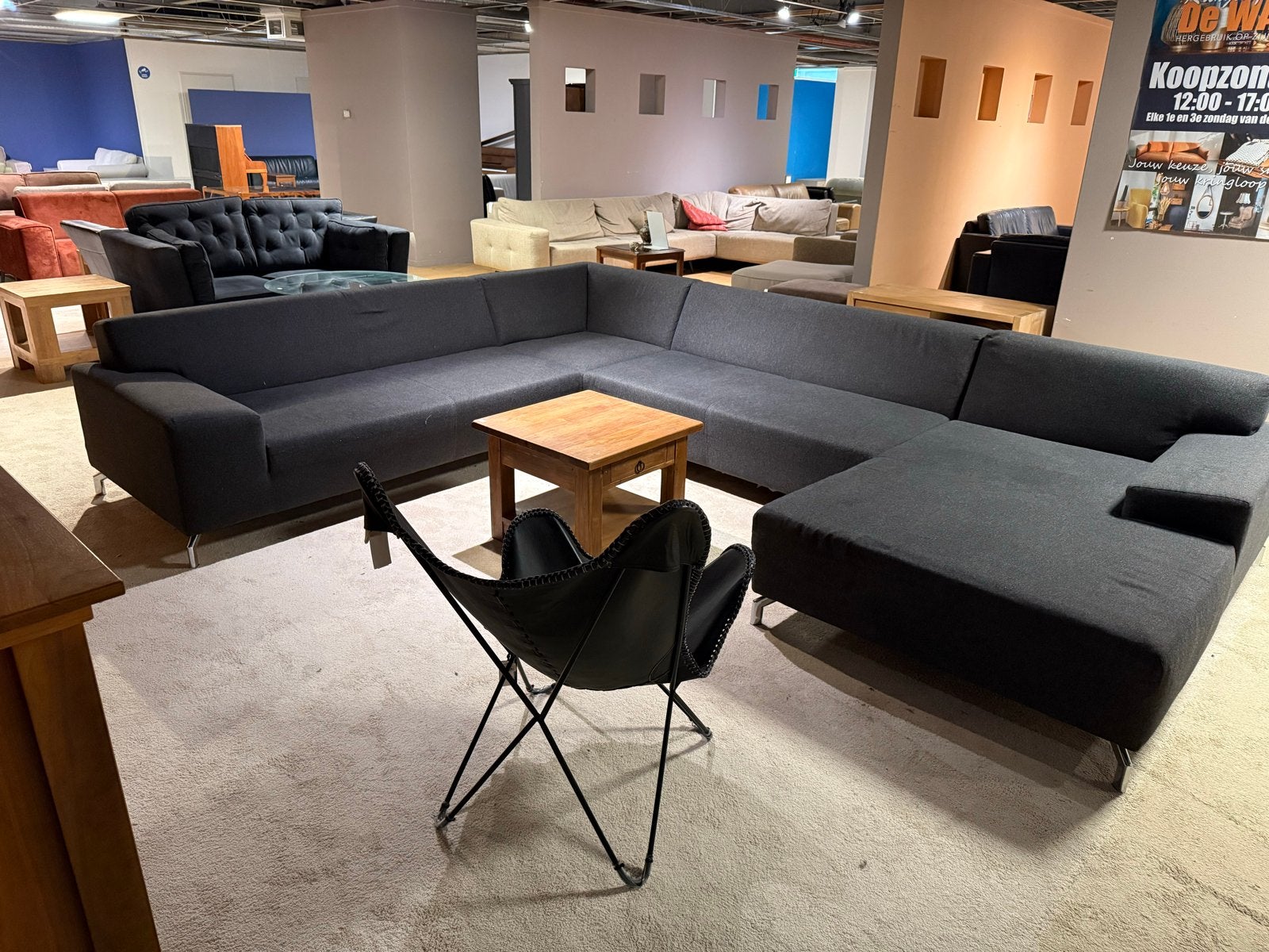 Grote Hoekbank InHouse - Donkergrijs - 170x360x280cm, Gebruikt, Modern Ubank, ., Ophalen of Verzenden