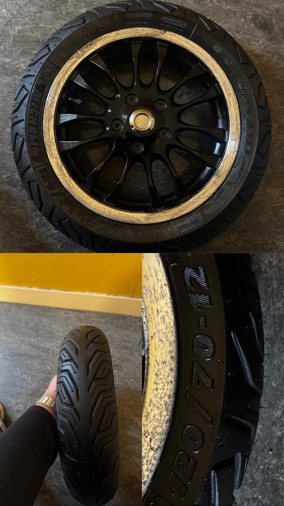 Vespa sprint velg met nieuwe michelin city grip 2 bandje, Ophalen, Gebruikt, Overige typen, Vespa