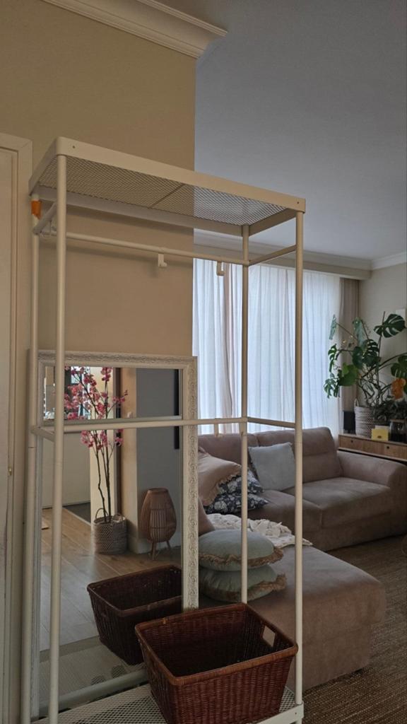 IKEA MACKAPÄR kapstok met schoenenrek – wit, Huis en Inrichting, Ophalen of Verzenden, Zo goed als nieuw, Metaal, Staande kapstok