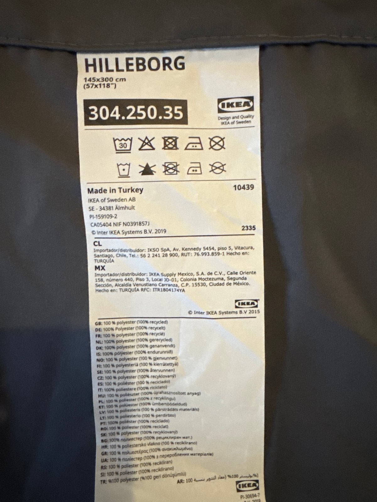 4x IKEA Hilleborg Gordijn 145x300 cm Grijs, Ophalen, Verduisterend, Zo goed als nieuw, Gordijn