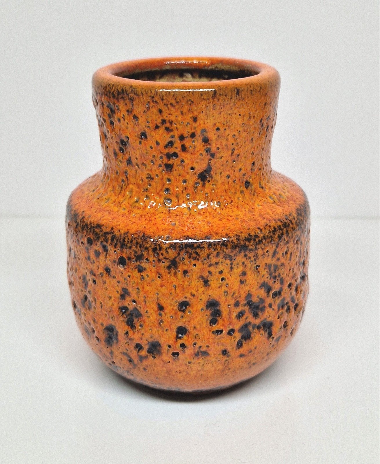 Kleine oranje Retro keramieken 'Fat-Lava' vaas, Duitsland, Ophalen of Verzenden, Huis en Inrichting