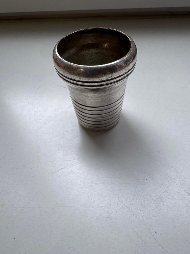 Antieke Zilveren Beker met Ribbels, Ophalen of Verzenden, Zilver