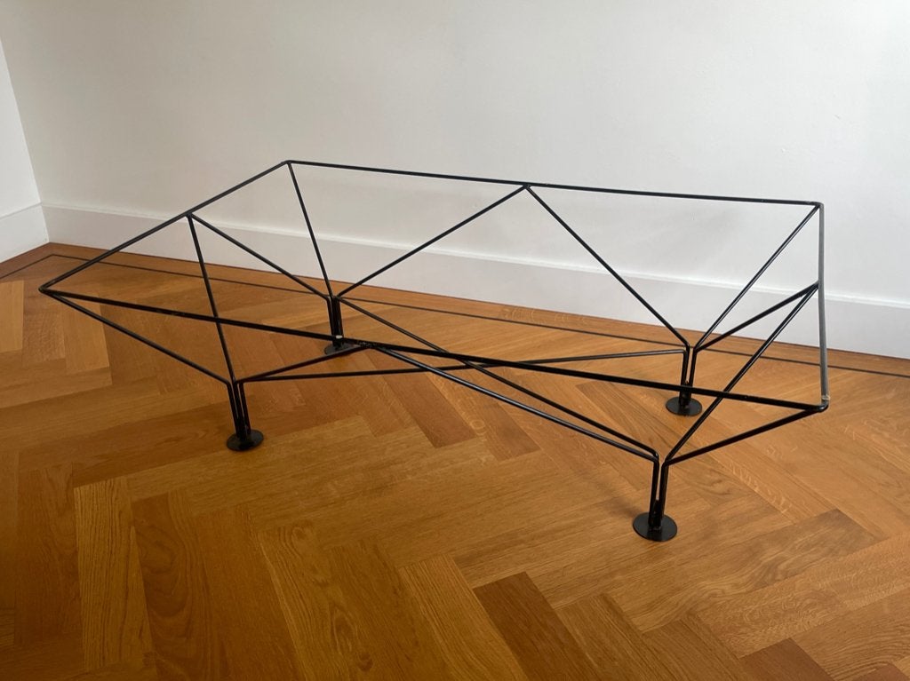 Paolo Piva Alanda-stijl industriële look salontafelstructuur, Ophalen, 100 tot 150 cm, 50 tot 100 cm, Metaal