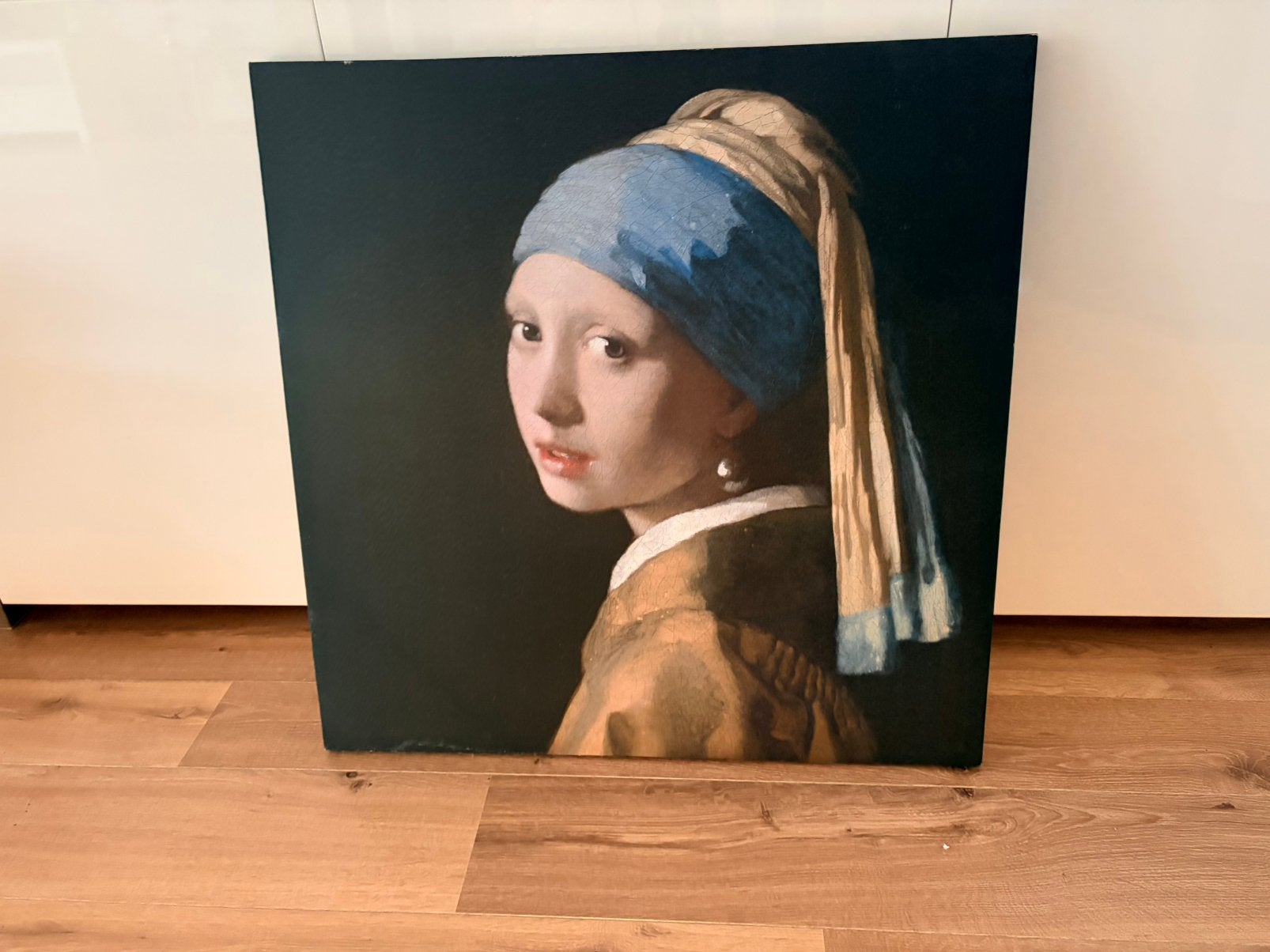 Meisje met de parel 80x80 Johannes Vermeer schilderij canvas, Ophalen