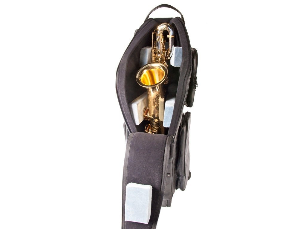 Etui Saxofoon Bariton Adams Deluxe, met wielen, leer, -, -, Nieuw, Adams