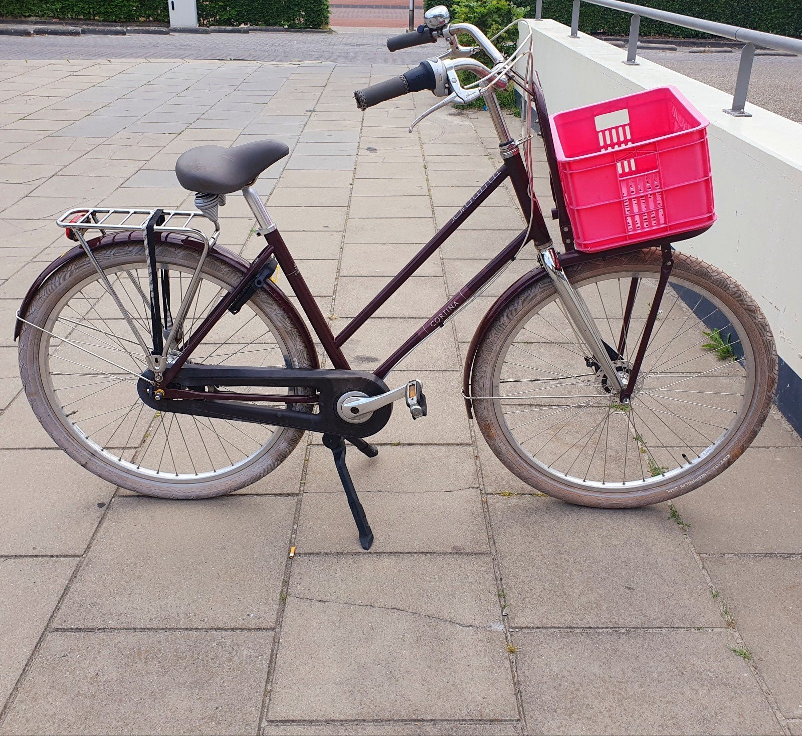 Damesfiets met voordrager en mandje, Terugtraprem, Gebruikt, Versnellingen, 50 tot 53 cm