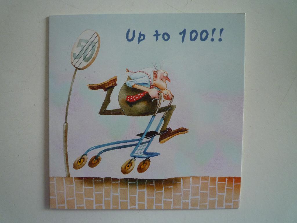 Kunstkaart Marius van Dokkum up to 100!, Verzamelen, Ansichtkaarten | Themakaarten, Ophalen of Verzenden, 1980 tot heden, Overige thema's