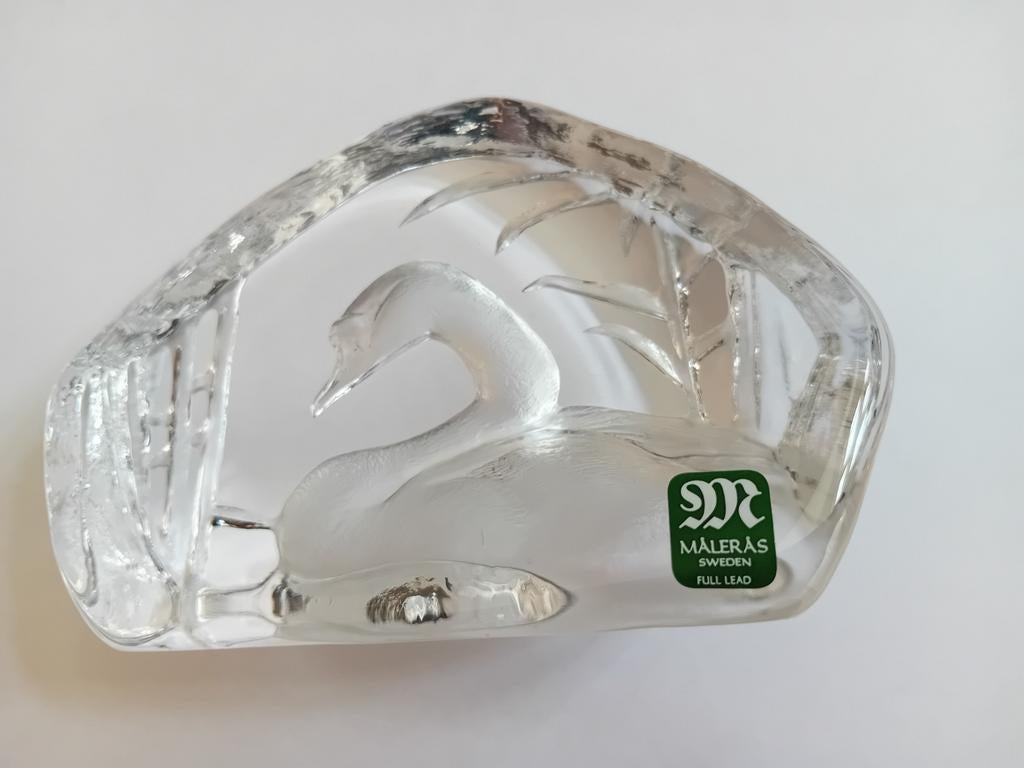 Målerås Zweden Kristal Glazen Zwaan Beeldje, Antiek en Kunst, Ophalen of Verzenden