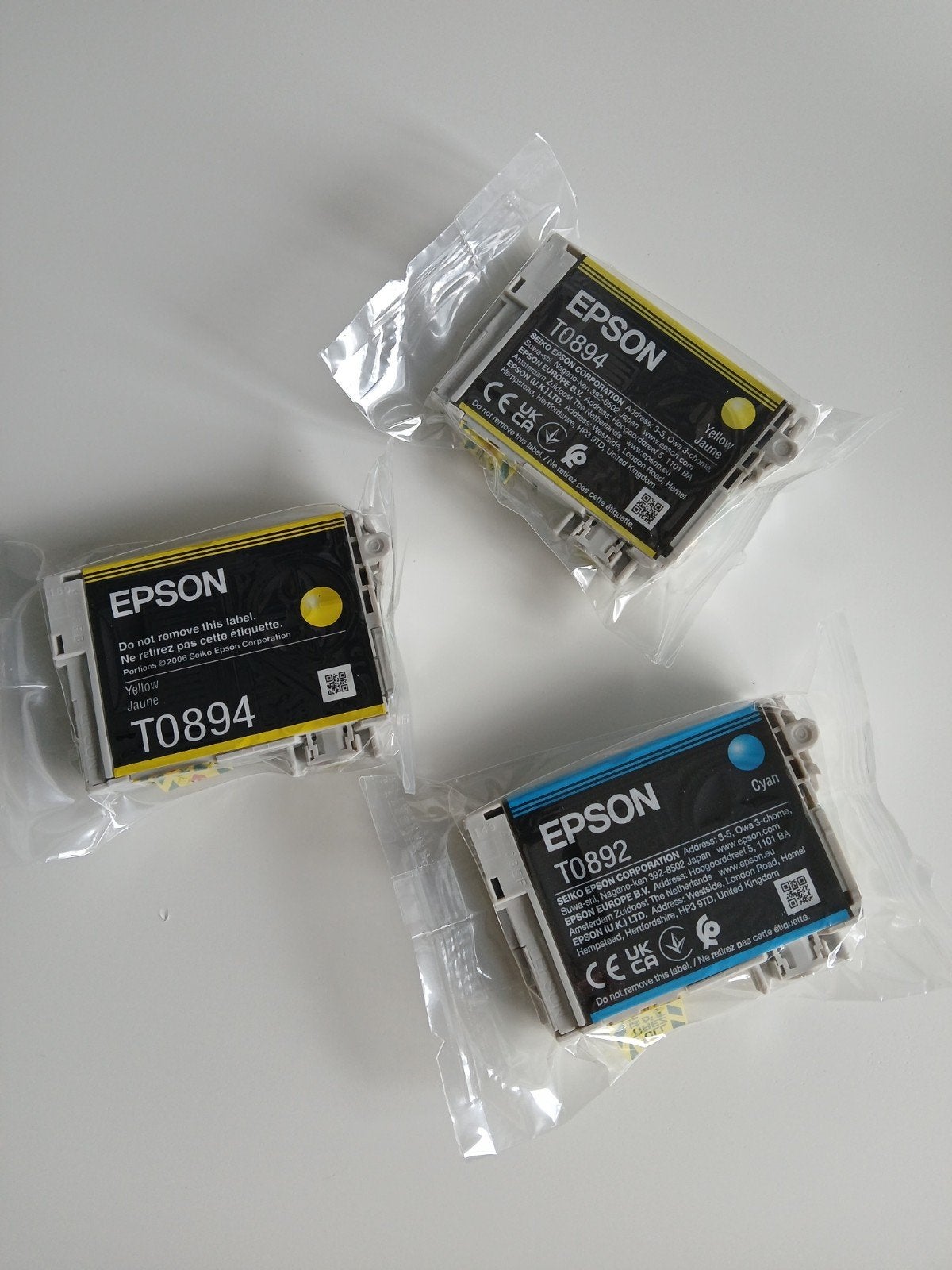 Epson T0894 Gele en T0892 Cyaan Inktcartridges (Nieuw), Ophalen of Verzenden
