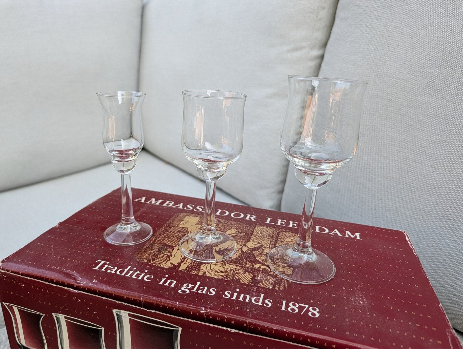 Ambassador Leerdam borrelglaasjes set in originele doos, Ophalen