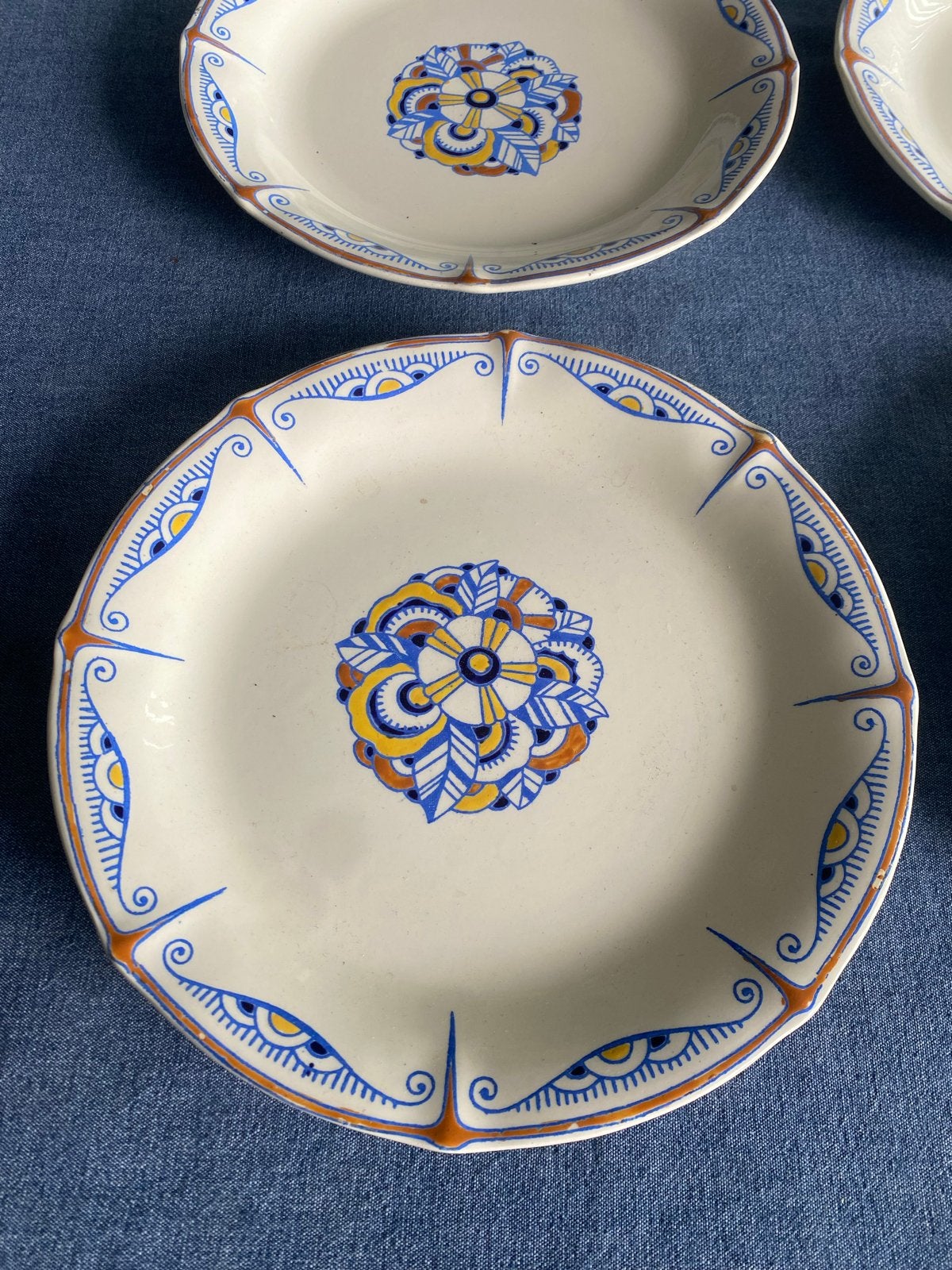 Set van 4 Boch Frères La Louvière Art Deco borden, Ophalen of Verzenden