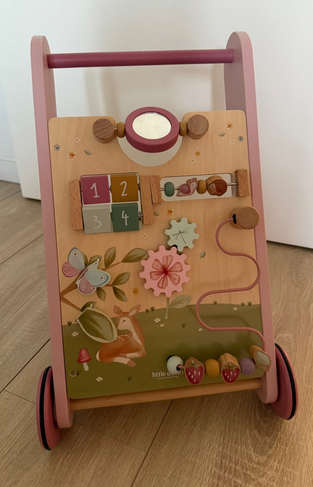 Little Dutch loopwagen roze, Kinderen en Baby's, Speelgoed | Houten speelgoed, Ophalen, Zo goed als nieuw, Duw- of Trekspeelgoed