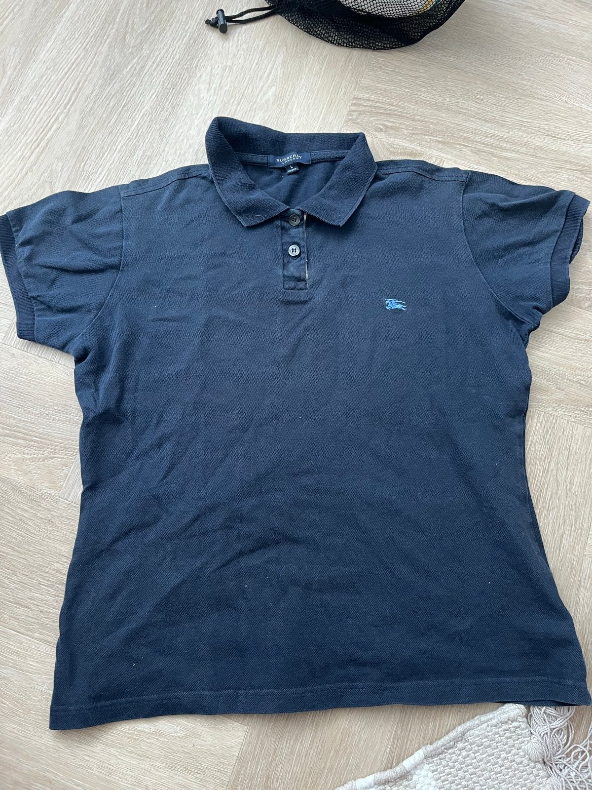 Burberry Polo Shirt Marine Blauw - Gedragen, Kleding | Dames, Blauw, Maat 42/44 (L), Ophalen of Verzenden, Korte mouw